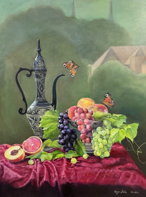 Still Life with Grapes and Butterflies